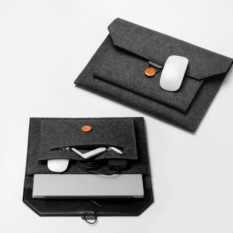 Schützende Laptoptasche aus Filz mit Umschlag